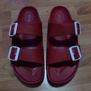 MIA Red Strap sandals With White Buckle